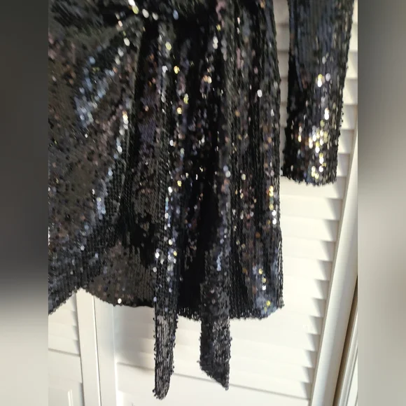 Fashion Nova Sequin Tuxedo Style Wrap Dress - Picture 4 of 6